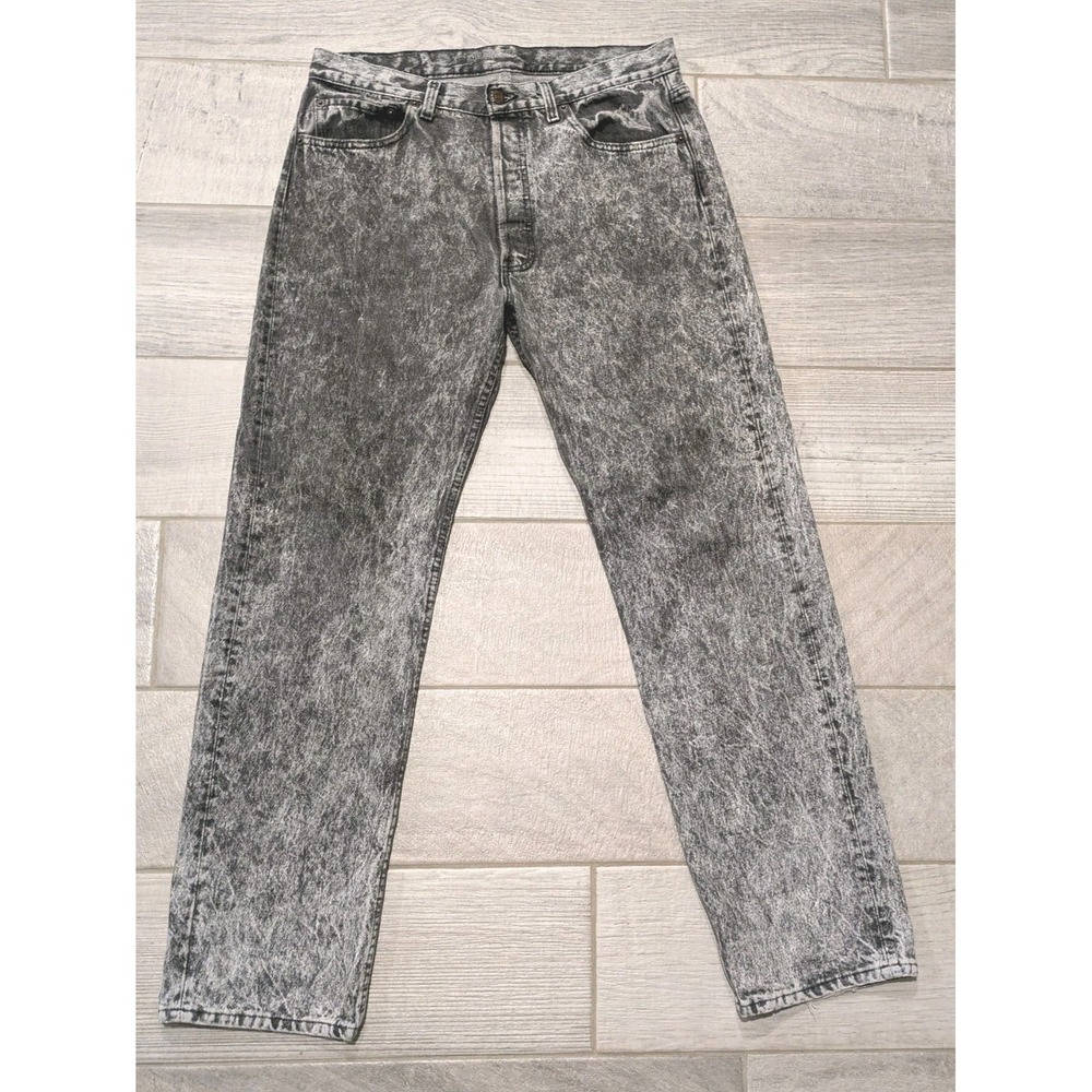 Vintage Levi's 501 Jeans Black Stone Wash 90s Denim Made in USA Straight 03/1990